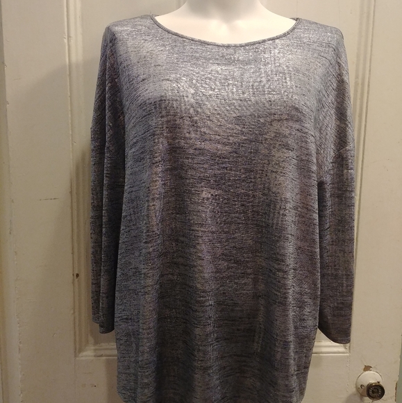 NEW I.N.C. International Concepts Blue/Grey Metallic Top - Picture 5 of 6